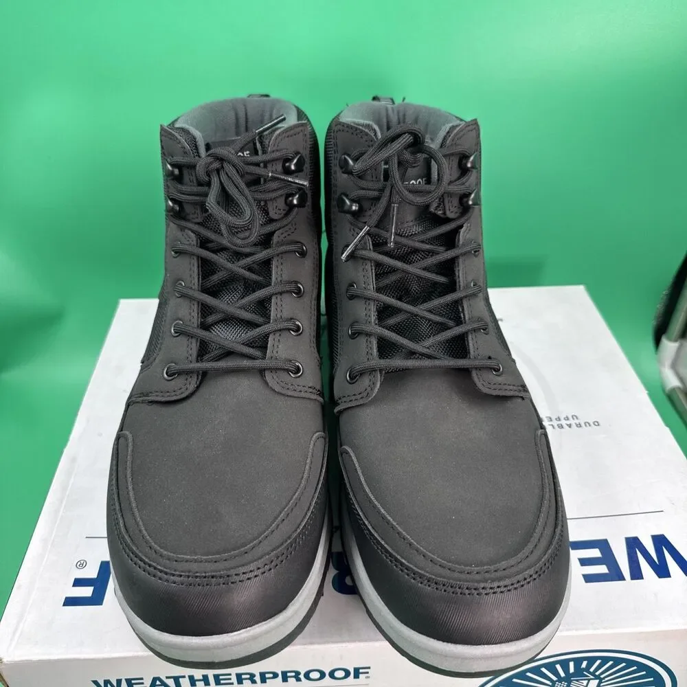 Weatherproof Jenkins Mens 10 Black Lace Up Memory Foam Hiking Boots NEW IN BOX